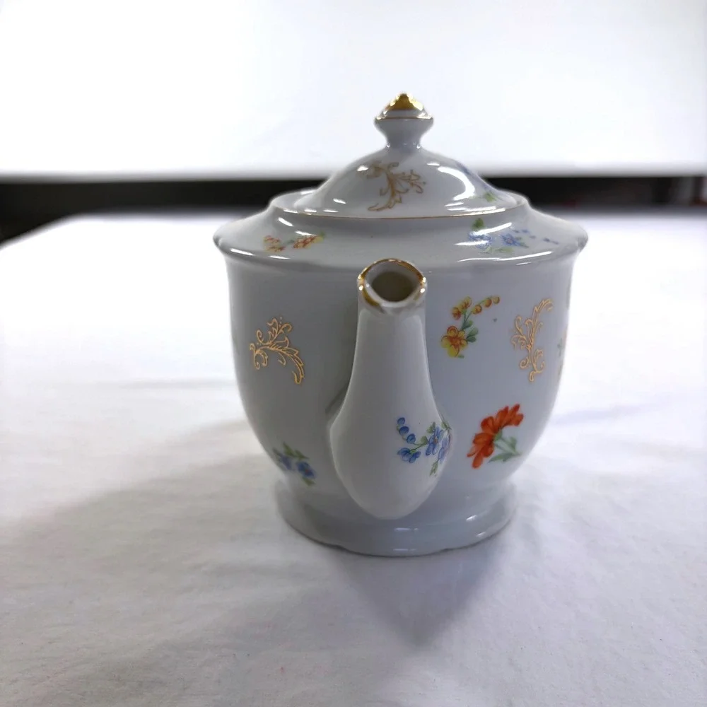 Vintage Chikaramachi Hand Painted Floral Antique 1920's Teapot & Creamer Japan